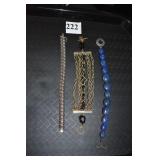 STERLING BRACELET, BLUE POLISHED STONE BRACELET,