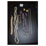 FAUX PEARL NECKLACE AND BRACELET, ETC.