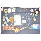 HOLIDAY PINS, RELIGIOUS BRACELET AND CROSSES, AND