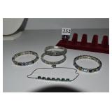 4 ELASTIC COLORFUL BRACELETS, ANKLE BRACELET W/