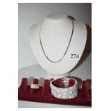 STERLING 18" CHAIN 3.80 DWT AND RHINESTONE