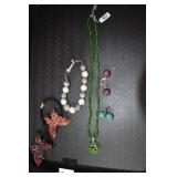 BUTTERFLY HAIR CLIP, AND BAND, EARRINGS, GREEN