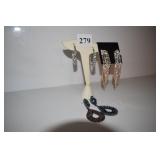 THREE PAIRS OF EARRINGS RHINESTONE ETC.