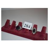 TWO STERLING RINGS SZ. 8 - BLACK CENTER STONES