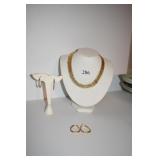 KJL CHOKER NECKLACE W/ ADJ. SZ., 2 PAIR HOOPS 1