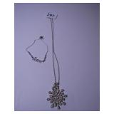 SILVER TONE LOVE BRACELET, OPALESCENT RHINESTONE