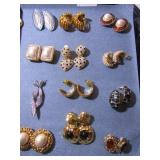 TWELVE PAIR OF EARRINGS RHINESTONES, PEARLS ETC.