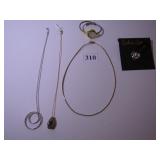 GOLD TONE CHOCKER NECKLACE, TWO PENDANT NECKLACES