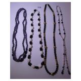 PURPLE POSSIBLY AMETHYST BEAD NECKLACE, BLACK AND