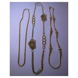 THREE GOLD TONE METAL CHAIN NECKLACES