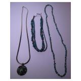 TWO TURQUOISE NECKLACES AND PENDANT NECKLACE