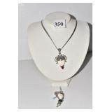 STERLING 2 PENDANTS AND 18" STAINLESS STEEL CHAIN