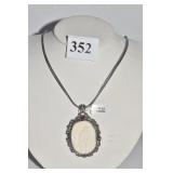 18" & 20" CHAINS, PENDANT W/ CARVED STERLING