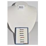 8 STAINLESS RINGS SZ. 6 MULTI COLOR