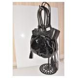 "RED" BY MARC ECHO BLACK VINYL HANDBAG WITH WHITE