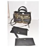 AIMEE KESTERBERG BLACK AND GOLD LEATHER HANDBAG