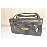 BLACK LEATHER HAND CHISELED PURSE RED LINING