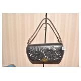 BLACK HAND TOOLED LEATHER CUT OUT BLACK PURSE