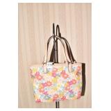 FLORAL FABRIC PRINT COACH HANDBAG WITH COIN PURSE