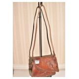 BROWN ALLIGATOR HANDBAG HARD STIFF LEATHER USED