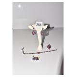 TWO PAIRS PURPLE STONE EARRINGS SIZE 6 STERLING