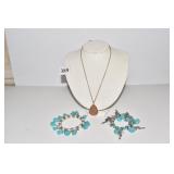 TWO POLISHED STONE ALASKA BRACELETS SEAHORSES AND