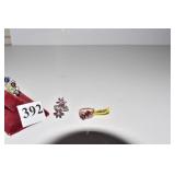 TWO 925 SIZE 6 RINGS, DOUBLE FLOWER PURPLE