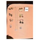 PIERCED EARRINGS, DAINTY RHINESTONE NECKLACE ETC.