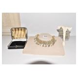 INDIAN JEWELRY NECKLACE, EARRINGS TURQUOISE COLOR