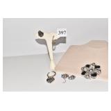 PIN ANI, TWO TONE EARRINGS WITH RHINESTONES