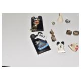 TWO PAIR PIERCED EARRINGS, DISNEY PINS CINDERELLA