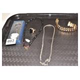 . BLACK NECKLACE, RING, BRACELET