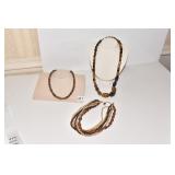 LARGE CHUNK TIGER EYE NECKLACE 28" MULTI STRAND