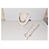 RHEA TWO TONE W BRASS DOUBLE MOON DESIGN NECKLACE