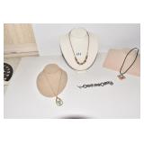 THREE NECKLACES ONE BRACELET PEAR SHAPE WITH BLUE