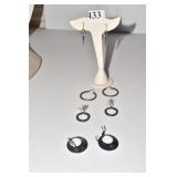 STERLING DANGLE EARRINGS, THREE PAIR OF HOOP