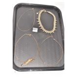 FOUR CHOKER NECKLACES INCLUDING GRAZIA MO SPIKE