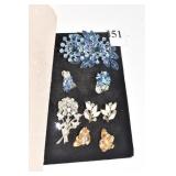 BLUE RHINESTONE PIN AND MATCHING CLIP-ON