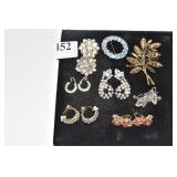 SMOKED TOPAZ COLOR RHINESTONE PIN, CIRCLE PIN AND