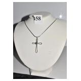 22" STERLING NECKLACE W/ CROSS AND PIERCED