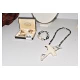 SWANK FISH MOTIF CUFF LINK SET NECKLACE AND