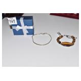 2 STERLING BRACELETS 1 WITH TIGER EYE