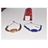 2 ADJUSTABLE BRACELETS 1 BROWN 1 SAPPHIRE