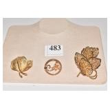 12KT GOLD FILLED LINE ROSE CIRCLE PIN, JUDY LEE