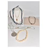 SATIN WRAPPED NECKLACES SHELL NECKLACES GLASS