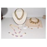 MULTI STRAND NECKLACE GOLD TONE SHELL