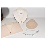 4 BLUE NECKLACES 8 IN