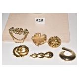 PINS GOLD TONE INCLUDING LIONS 6 TOTAL