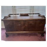 CARVED WOOD CEDAR CHEST W/ GALLERY 24" H 48" W X