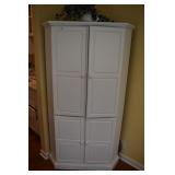 PAINTED MODERN CORNER CABINET WHITE 67" H X 40" W
